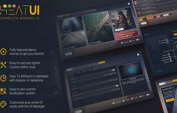 Unity资产 – 现代简约风格游戏界面 Heat – Complete Modern UI