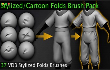 ZB笔刷 – 风格化卡通褶皱笔刷 Cartoon Folds Brush Pack