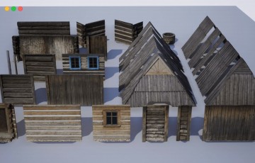 【UE4/5】模块化木制房屋道具 WOODEN MODULAR HOUSE PROPS