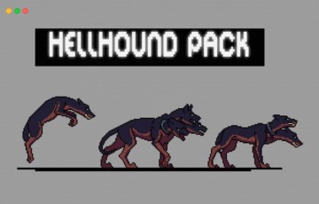 游戏资产 – 游戏地狱犬角色 Hellhound Character Sprite Sheets Pixel Art