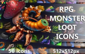 游戏资产 – 怪物战利品图标 RPG Monster loot Icons