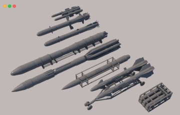 模型资产 – 火箭炮坦克架3D模型 Rocket SET tank rack 3D model