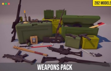 Unity道具 – 风格化军事武器道具 Low Poly FPS Weapons Pack