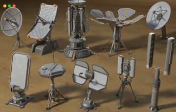 模型资产 – 科幻雷达 Antenas Collection