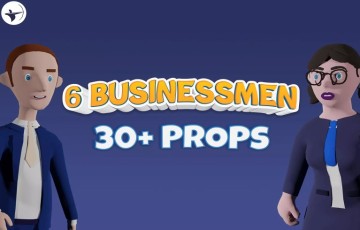 Unity角色 – 带道具的商人角色包 Businessmen Pack with Props