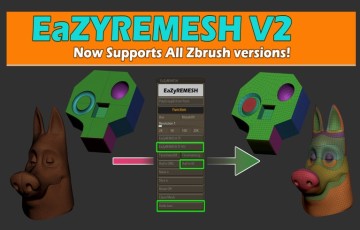 Zbrush插件 – 模型拓扑插件+完整教程 EaZyremesh Tool