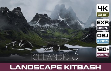 模型资产 – 6 组景观场景冰岛山脉 6 LANDSCAPE KITBASH PACK | Icelandic mountains Vol.3