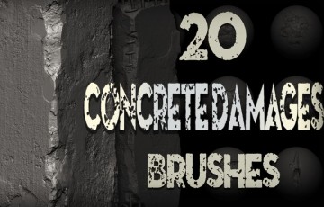 20 组混凝土裂缝损坏笔刷 Concrete Cracks and Damages Brush Alphas Texture
