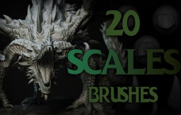 Zbrush笔刷 – 20 组鳞片笔刷 20 Scales Brushes