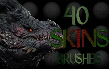 40 组龙和爬行动物皮肤笔刷 Dragons and Reptiles Skins Brush + Alpha
