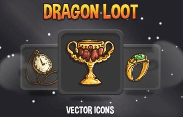 战利品游戏图标 Dragon Loot Vector RPG Icons