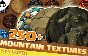 Unity纹理 – 250 多种风格化的山脉 洞穴纹理 250+ Stylized Mountain & Cave Textures – Cliff, Rock, Crystal, Gravel & More
