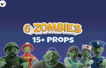 Unity角色 – 带道具的卡通僵尸 6 Toon Zombies with Props