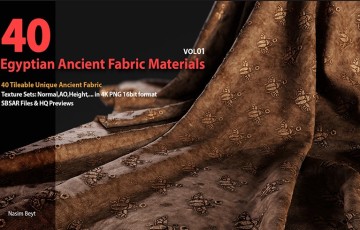 40 组古埃及织物无缝贴图 Tileable Ancient Fabric Pattern (Egyptian) – VOL 01