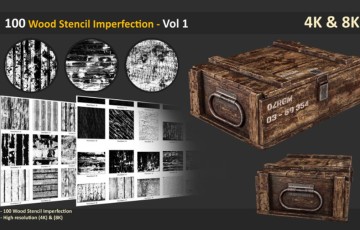100 种木材缺陷纹理贴图素材 100 Wood Stencil Imperfection – Vol 1