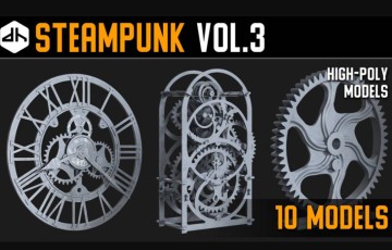 模型资产 – 10组蒸汽朋克高模3D模型 Steampunk Vol.3