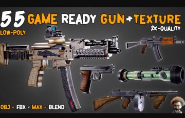 模型资产 – 游戏3D模型枪 + 纹理 Professional Game-Ready Guns + Texture