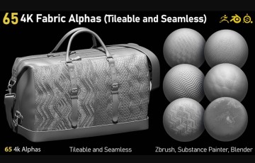 65 张无缝平铺布料贴图 4K Fabric Alphas(Tileable)