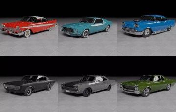 Unity – 老式汽车资产包 50s, 60s and 70s Car Pack (6 Cars)