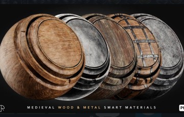 SP材质 – 中世纪木头金属智能材质 Medieval Wood & Metal Smart Materials for Substance 3D Painter