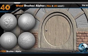 40 组木制VDM 笔刷 Wood VDM Brushes/ Alphas ( New & old wood ) Vol 02