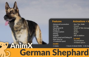 【UE4】德国牧羊犬 AnimX: German Shepherd
