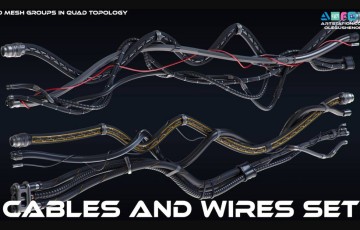 模型资产 – 10组电缆和电线套装 3D 模型 Cables and Wires set 3D model