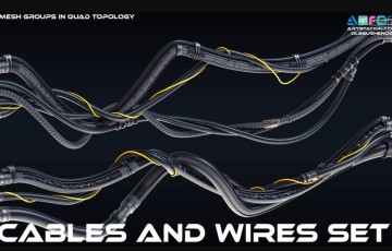 模型资产 – 12组电缆和电线套装 3D 模型 Cables and Wires set 3D model