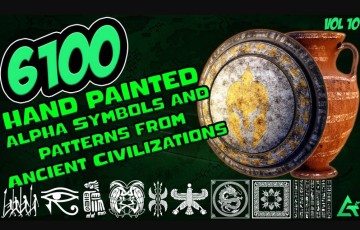 6100 中手绘alpha符号和古代文明图案