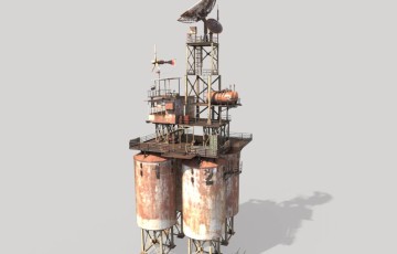 模型资产 – 后世界末日哨塔3D模型
