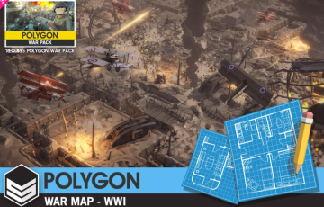 Unity – 风格化战争地图 POLYGON War Map – WWI – Low Poly 3D Art