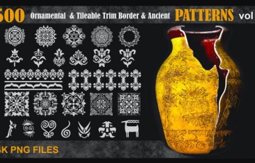 500 种装饰性边框图案 500 Ornamental & Tileable Trim Border & Ancient Patterns-vol3