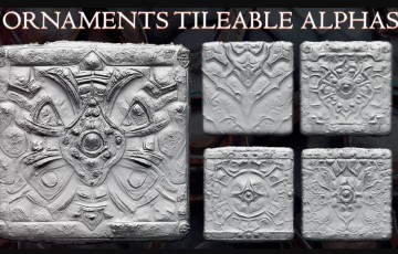 32 种装饰品置换贴图 Ornaments Tileable Alphas vol.2