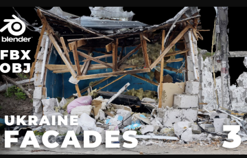 模型资产 – 战争废墟建筑物扫描模型 SCANS from Ukraine l Facades Vol.3