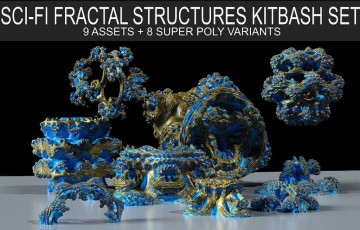 模型资产 – 科幻外星人结构3D模型  Fractal Sci-Fi Alien Structures Kitbash 3D Assets