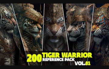 200 张虎头武士角色概念设计参考 200 Tiger Warrior Reference Pack Vol.01