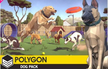 Unity – 风格化卡通狗 POLYGON – Dog Pack Low Poly 3D Art
