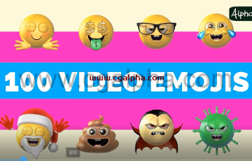 100组卡通可爱人物表情符号搞笑微笑Emojis动画包视频素材