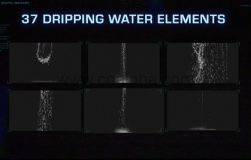 【视频素材】37个2K屋顶水沟水流元素特效合成透明背景视频素材