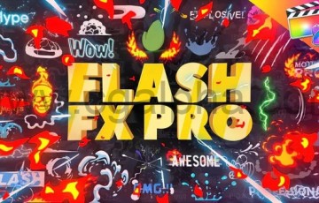 【FCPX插件】374个二维卡通动漫火焰能量LOGO标题转场MG动画元素包 Flash FX Pro