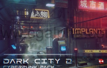 Unity- 赛博朋克城市建筑资产Dark City2 -Cyberpunk Pack