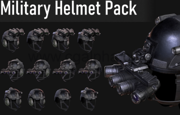 3D写实模型军用头盔包 Military Helmet Pack