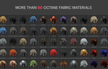 Octane渲染器 – 50种面料布料绸缎丝绸亚麻地毯材质预设