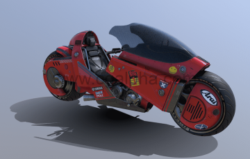 科幻摩托车3D模型资产