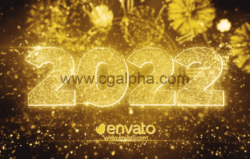 PR模板 – 2022新年倒计时发光粒子片头动画 New Year Countdown