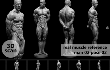 模型资产 – 3D扫描真实肌肉解剖Man02姿势02