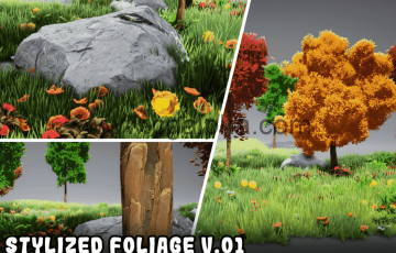 【UE4】程式化的植物包 Stylized Foliage Pack V.01 – Meshingun Studio