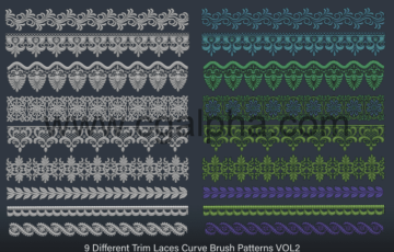 Zbrush笔刷 – 9种修剪花边笔刷 Trim Lace Multi Brush Vol2