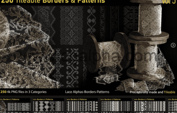 250 组边框图案素材 250 Alphas-Tileable Borders&Patterns