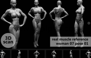 模型资产 – 3D扫描真实肌肉解剖woman07姿势01